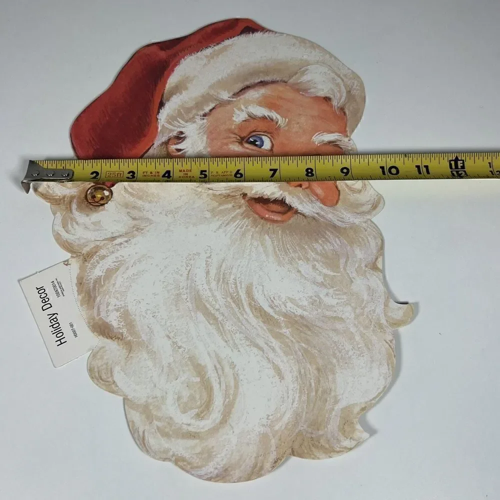 Vintage Christmas Santa Claus Head 14” Die Cut Decor Gibson Greetings Inc USA